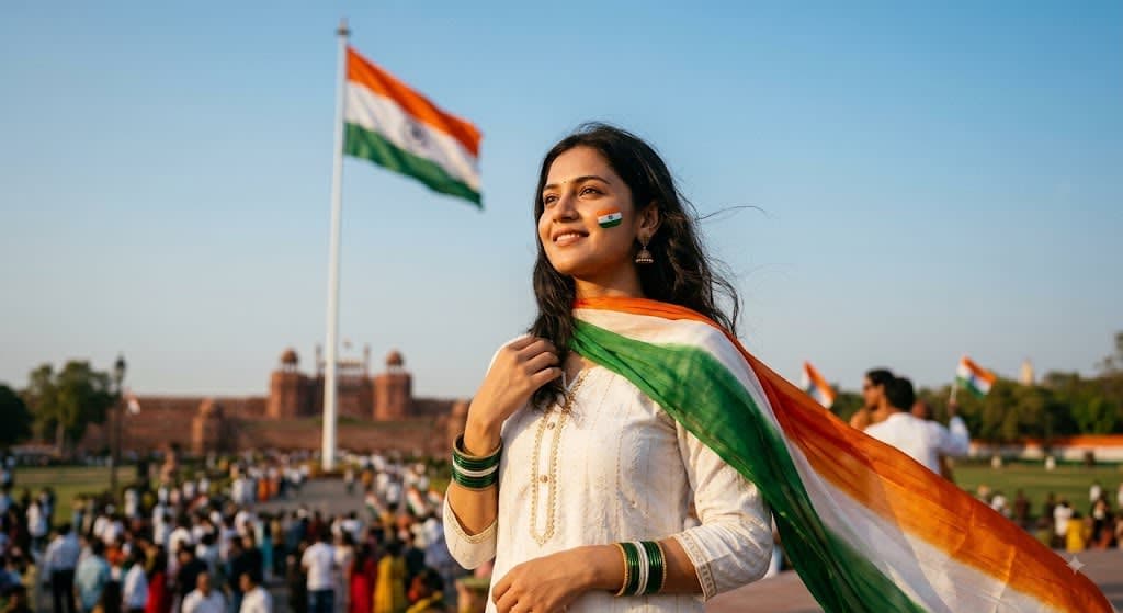 15 August Independence Day Girl Portrait AI Prompt — Free AI Image Prompt for Flux.1 Dev